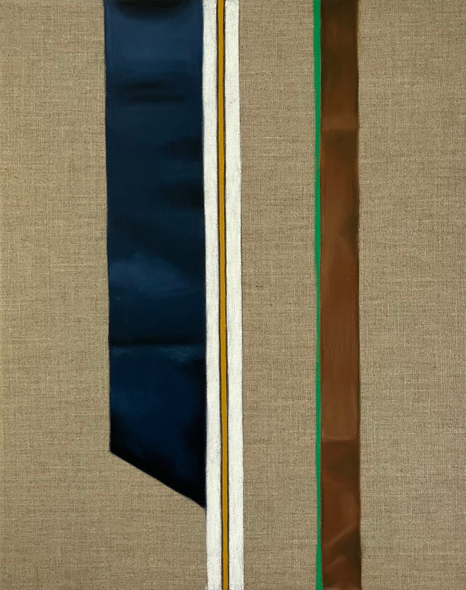 Geometric Painting , Gold Pinstripe One By Kristine Facchetti, 16 X 20, Artwork For Sale On Artfinder