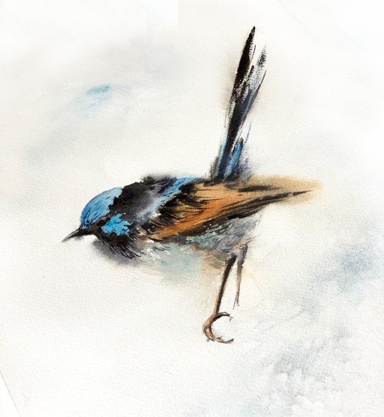 Wren Bird Watercolor Painting