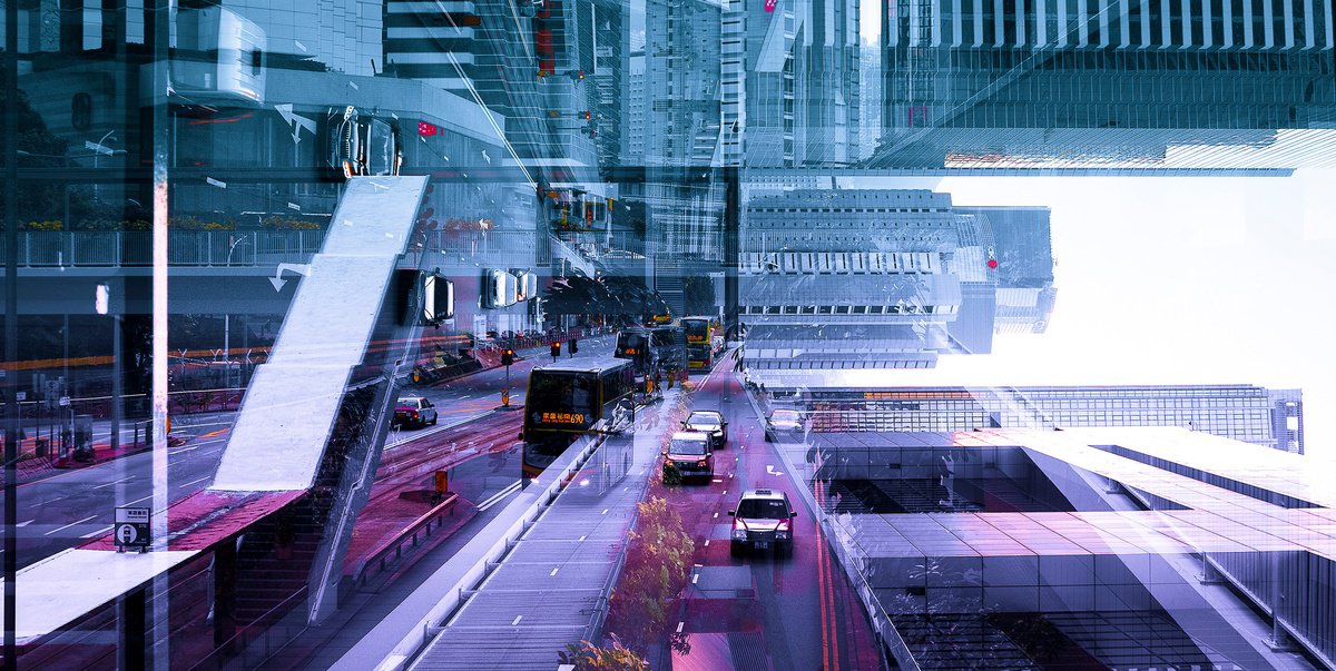 Geometric Cityscapes Photograph By Sergio Capuzzimati, 24 X 12", The Purple Crayon, Original Artwork