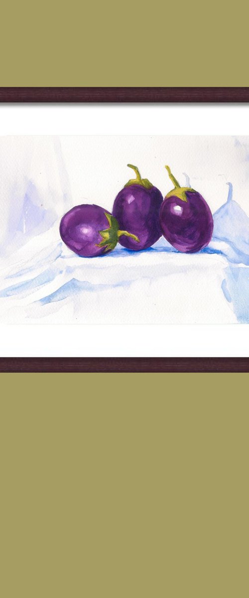 Purple Brinjals Eggplants by Asha Shenoy