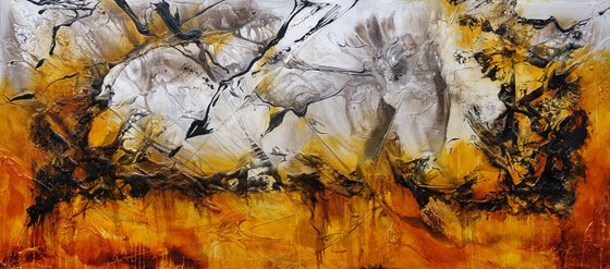 Golden Sienna 270cm x 120cm Sienna Rust Textured Abstract Art