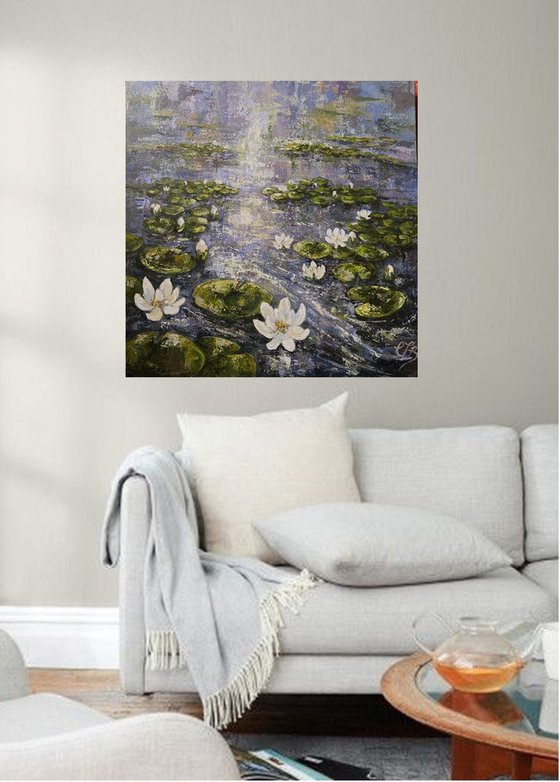 Rain on Lilly pond