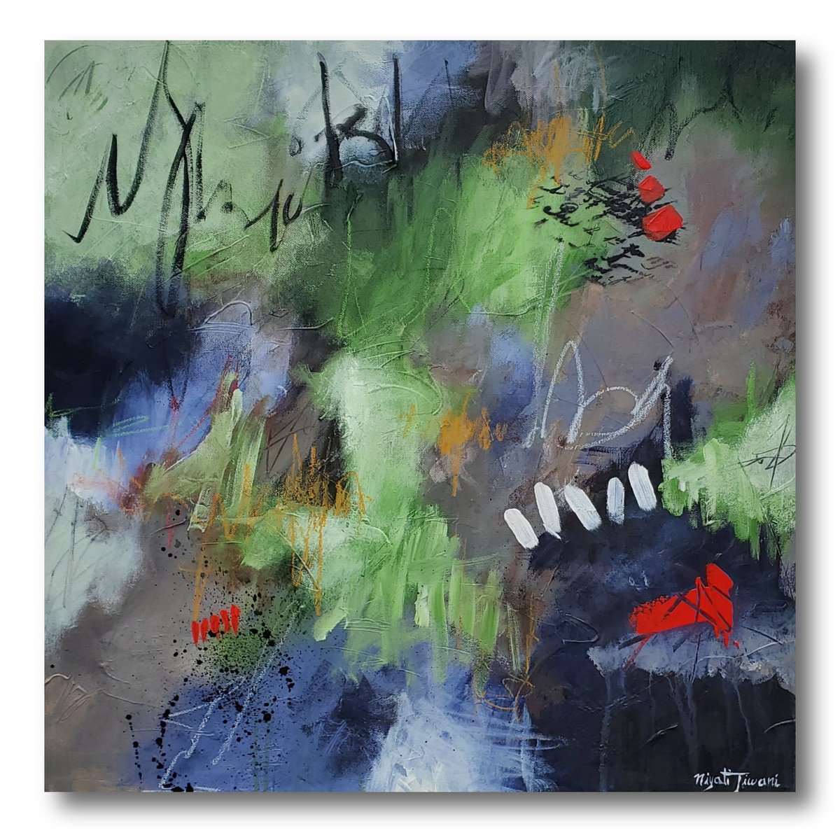 Abstract Acrylic Painting By Niyati Jiwani, 24 X 24", Conversation With Colors, Original Artwork