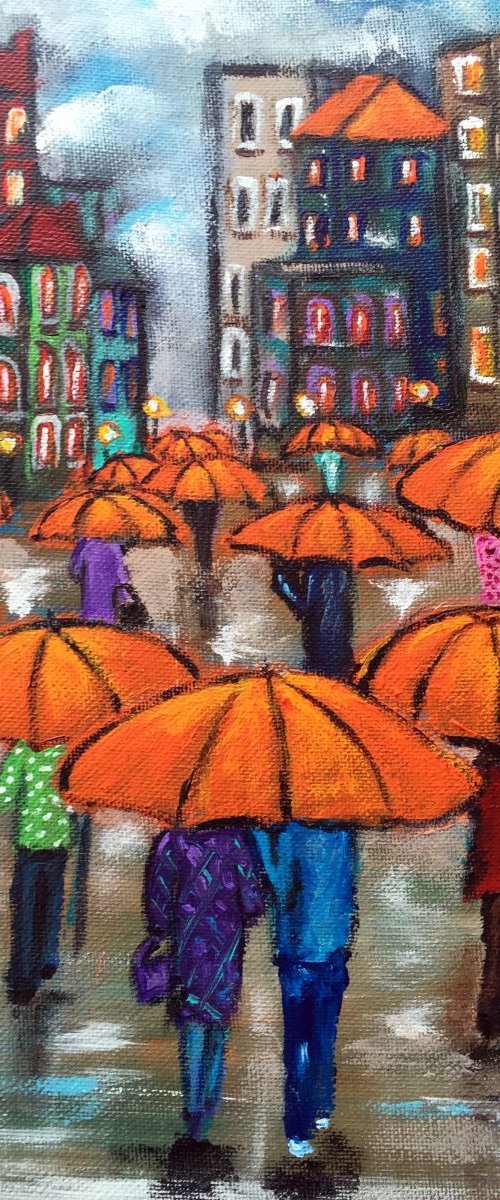 Orange Umbrellas Gallore by Suzette Datema