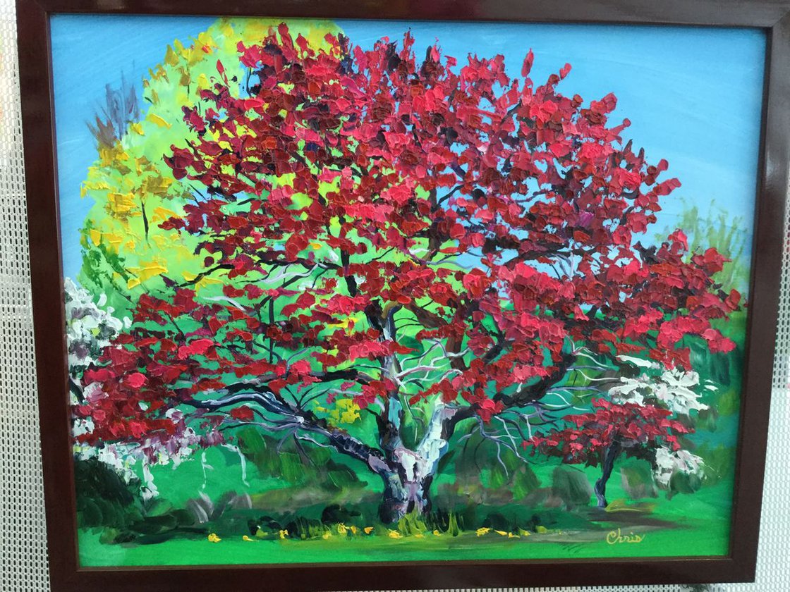 Fiery Crabapple Oil painting by Christina M Plichta Artfinder