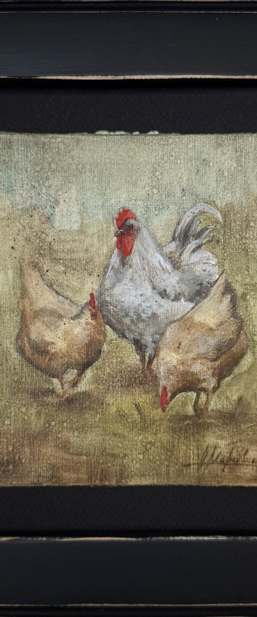 Rooster and hens by Alina Marsovna