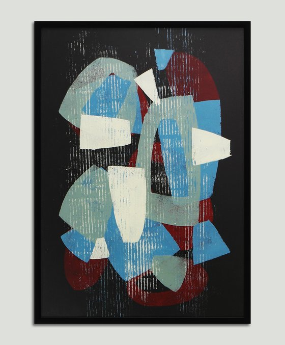 Fractured Black 1 - Incl Frame - Art on paper - A3 - 31x43CM - Ronald Hunter 27S