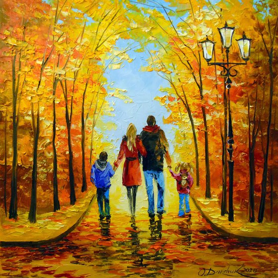 Walk in the autumn Park with the whole family