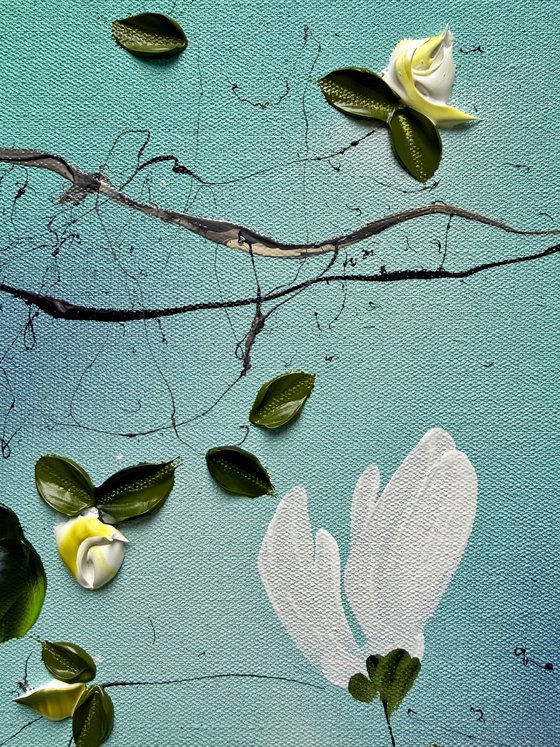 Golden Buds in Turquoise Air