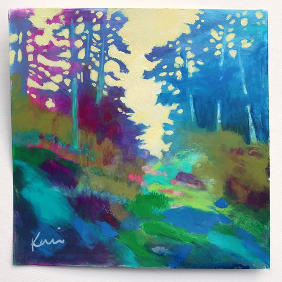 Forest Study 12x12" Colorful Abstract Trees on Paper