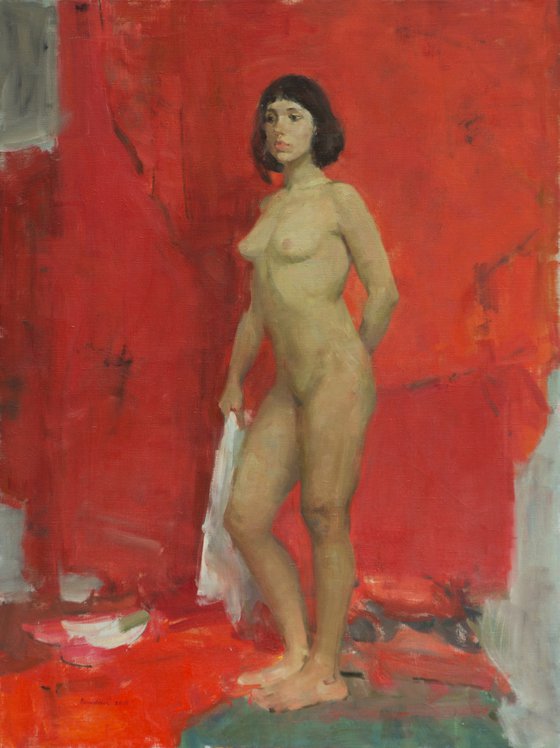 Nude on red