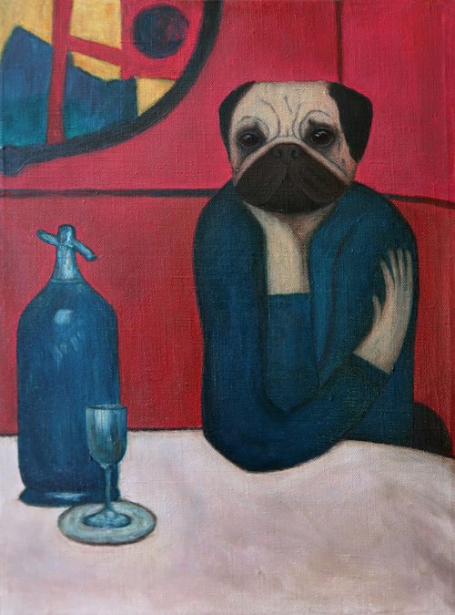 Pugasso – Absinth lover (inspired by Pablo Picasso) by Yuliia Ustymenko