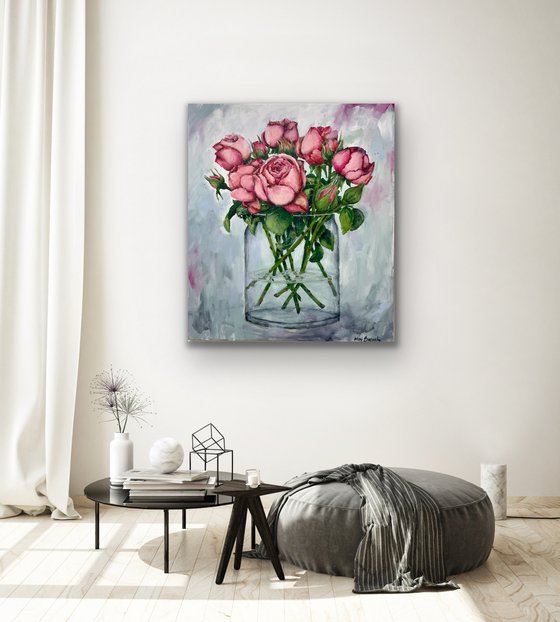 Pink roses in a vase