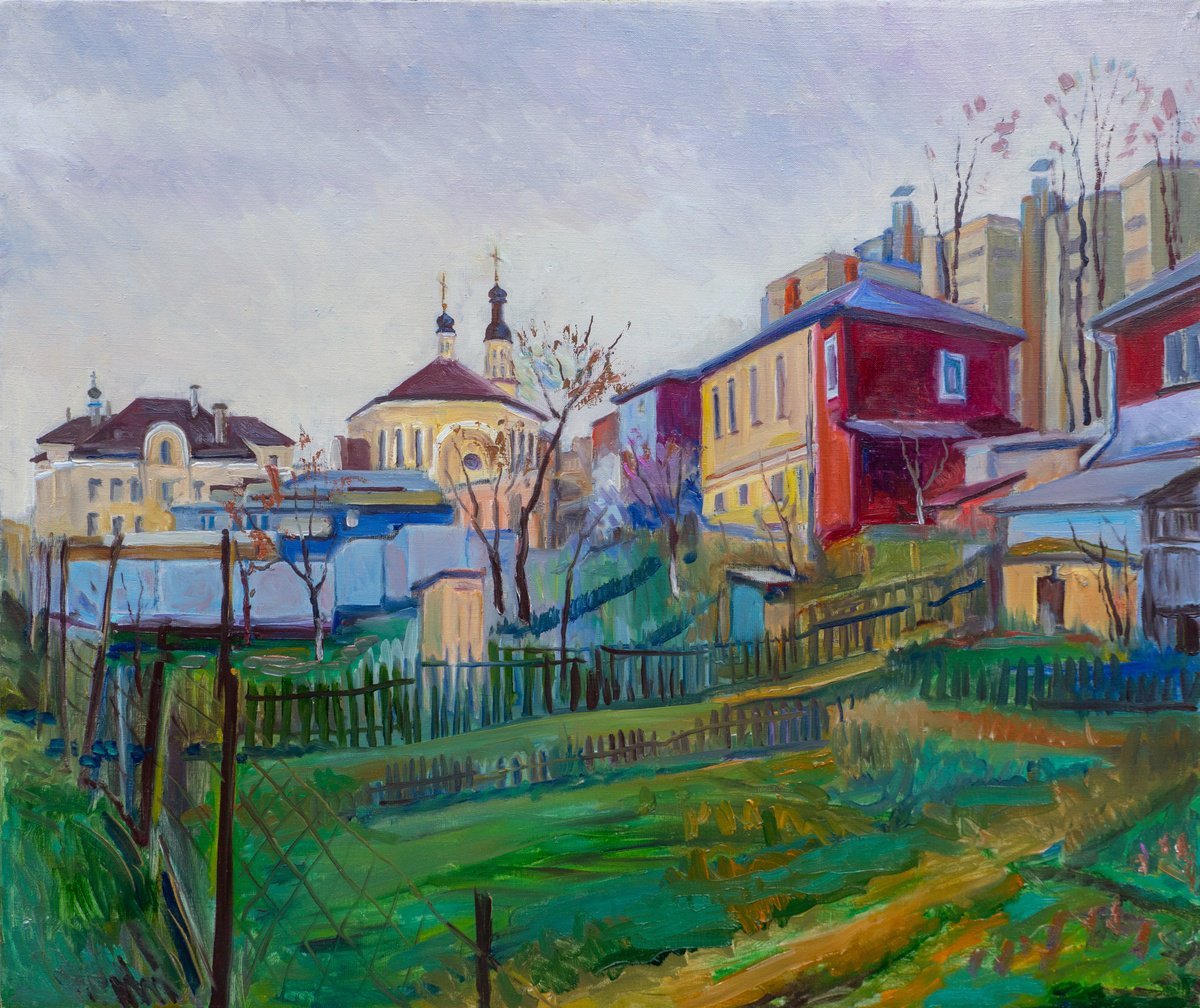 Impressionistic Cityscapes Oil Painting By Vyacheslav Onyshchenko, 35 X 30", Spring Landscape With A Church. Chernihiv, Artfinder