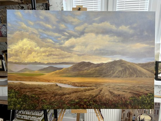 Early sunset over the mountains