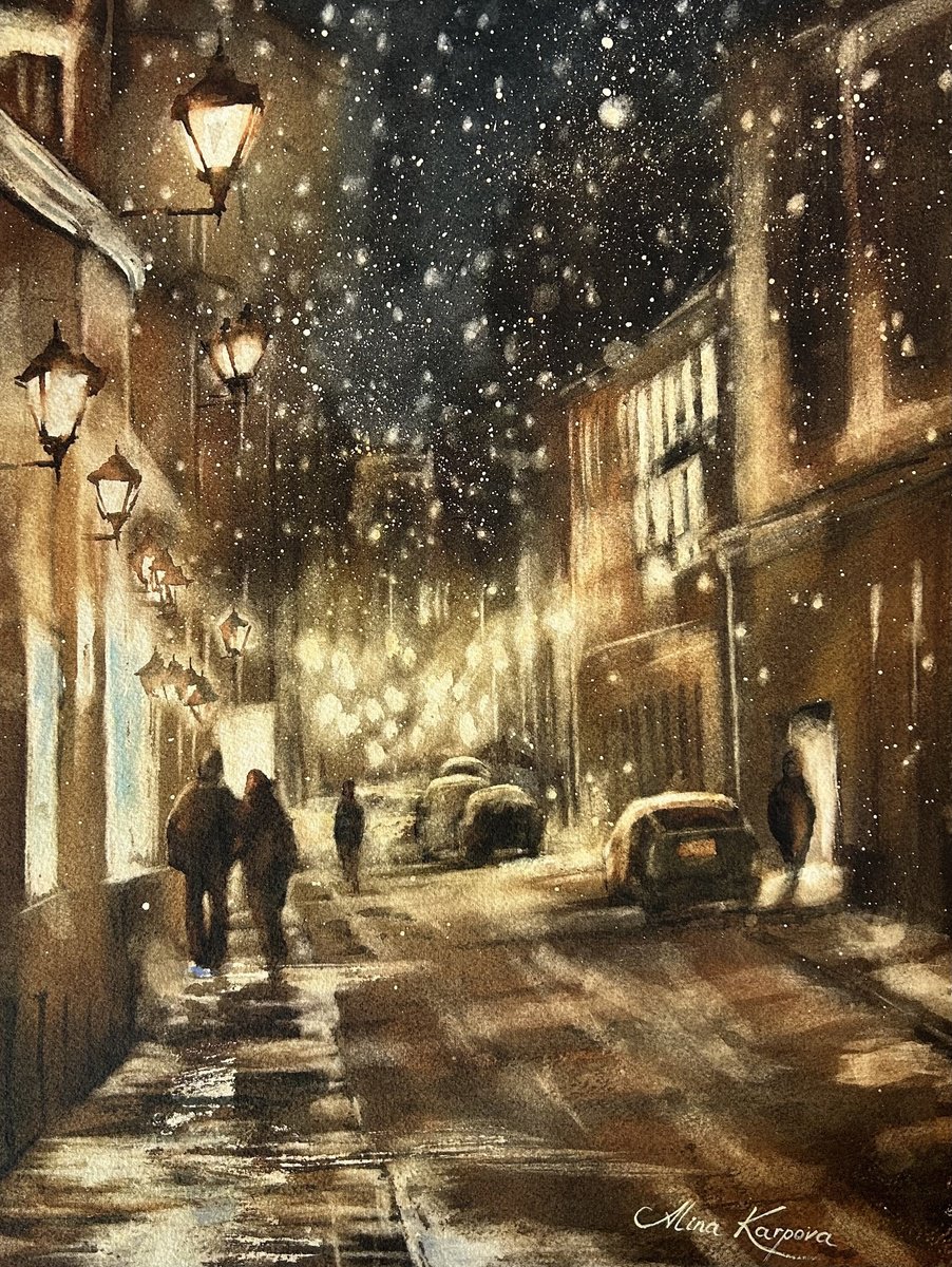Snowy evening by Alina Karpova