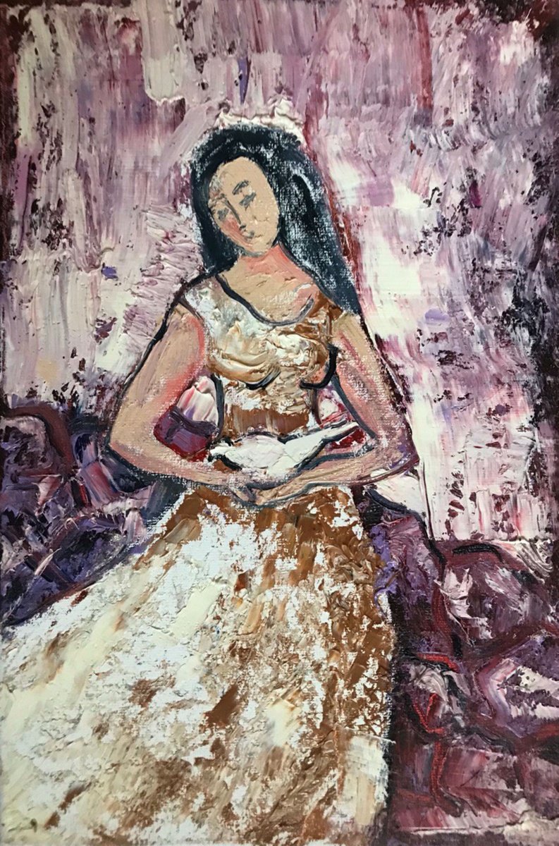 Impressionistic Portrait Oil Painting By Tetiana Pchelnykova, 8 X 12", Bird In Hands, Original Artwork