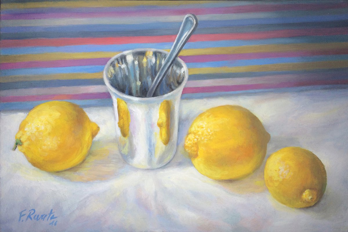 Lemons and Silver Goblet by Frederic Reverte