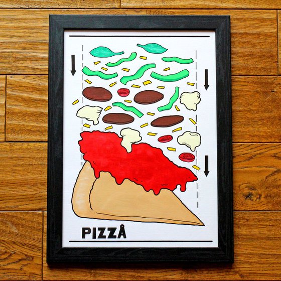 Pizza Assembly Instructions - Unframed Hand Drawn A3 Poster