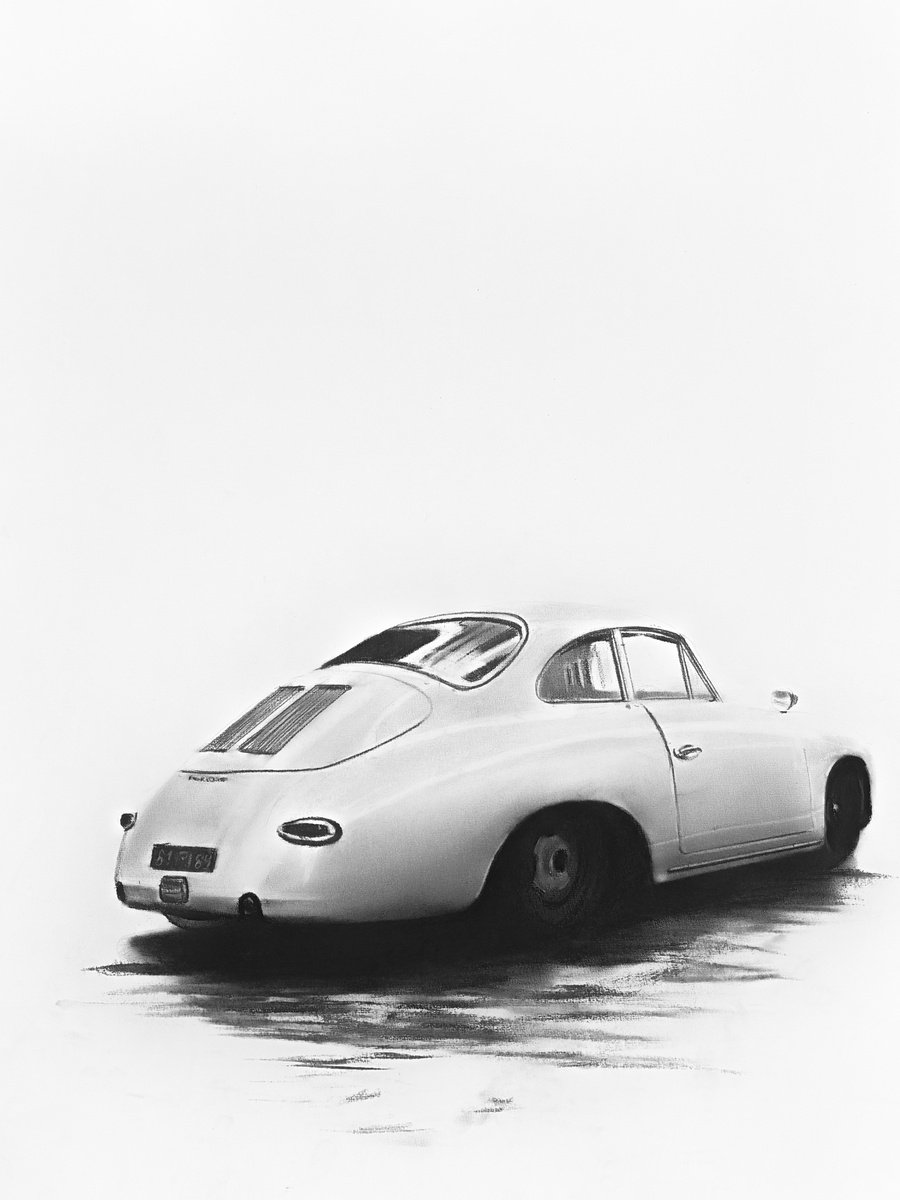 Photorealistic Transport Charcoal Drawing By Denny Stoekenbroek, 20 X 26, 356 Reflections, Original Artwork