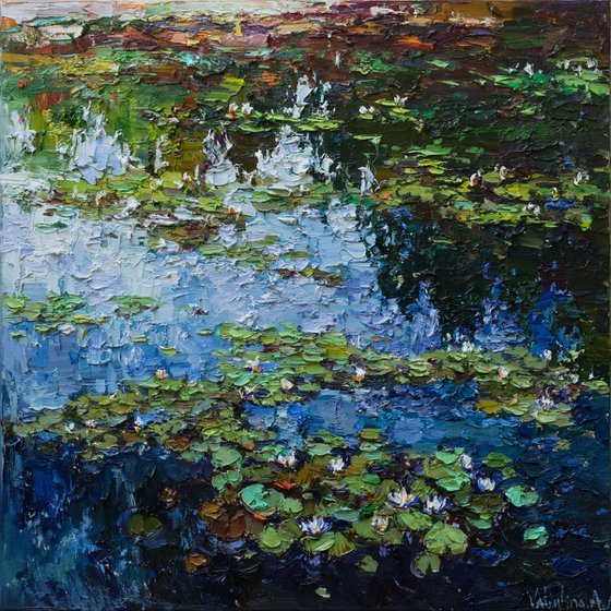 White water Lilies - Original Oil painting