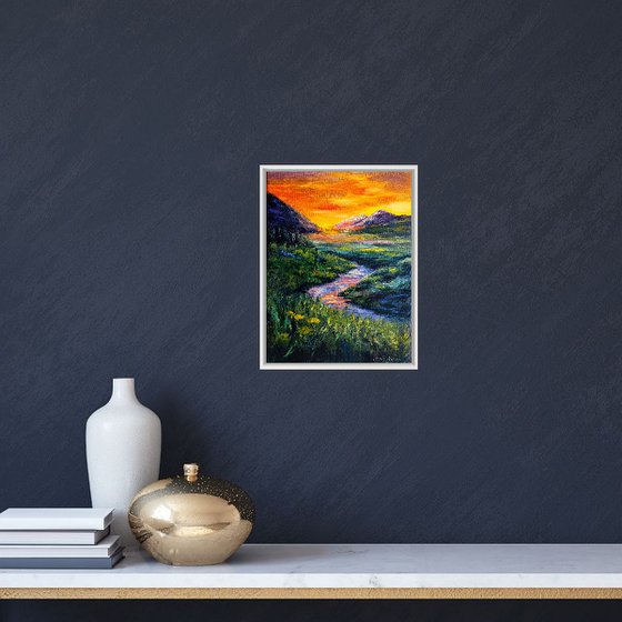 Mountain Landscape Summer Sunset Lights Sky View Ready to Hang