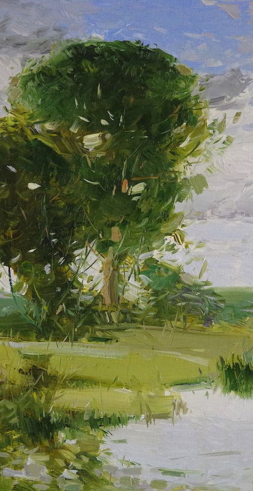 Summer Day, Landscape oil painting, One of a kind, Signed, Hand Painted by Vahe Yeremyan