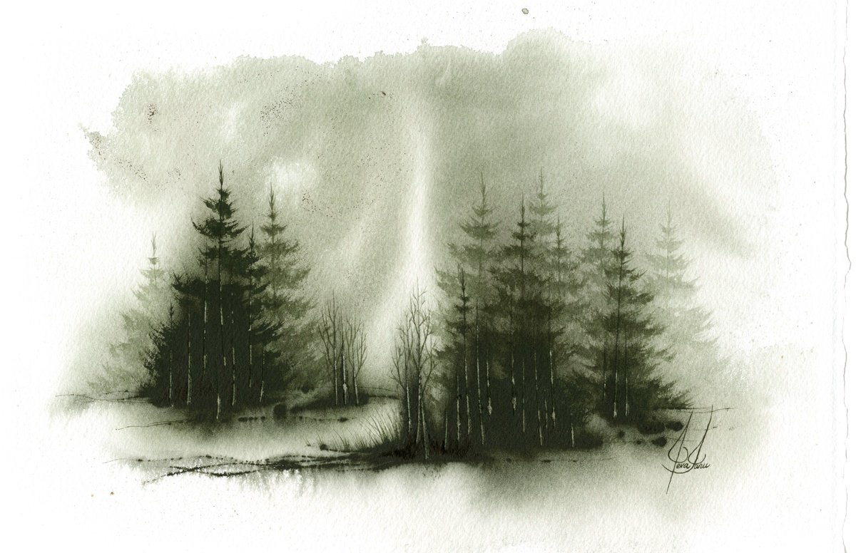 Impressionistic Landscape Watercolour By Ieva Janu, 11 X 7, Places Xxxvi, Original Artwork