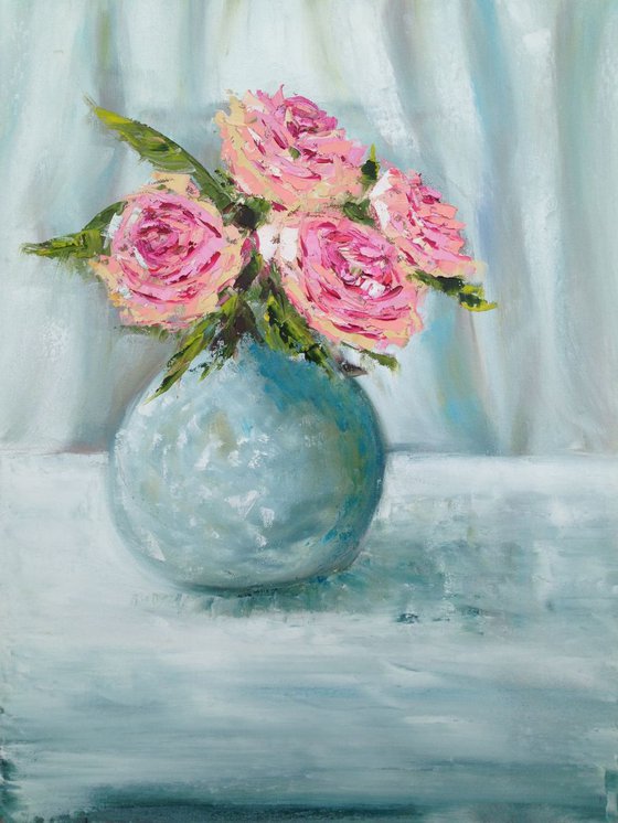 Four Pink Peonies