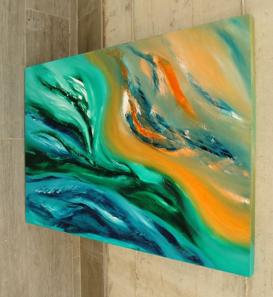 Life's flux, 100x70 cm, Deep edge, LARGE XL, Original abstract painting, oil on canvas