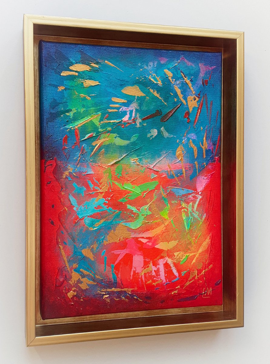 Framed Abstract with Gold 2 by Lisa Mann