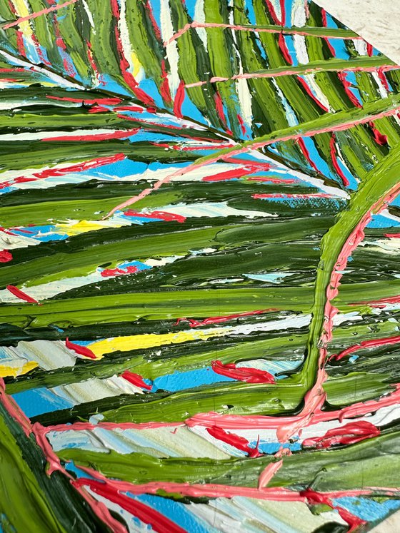 Rustle - palm trees / nature abstraction impasto oil painting