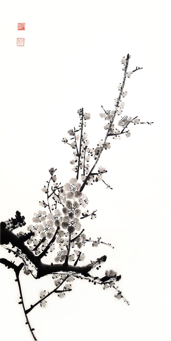 Ink monochromatic plum - Oriental Chinese Ink Painting