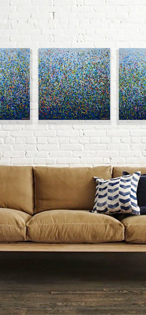 Toorak Garden- Triptych- acrylic painting on canvas by George Hall