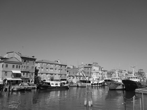 Venice sister town Chioggia in Italy - 60x80x4cm print on canvas 01060m1 READY to HANG