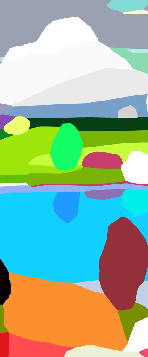 "Covadonga Lakes" (Lagos de Covadonga) (pop art, landscape) by Alejos
