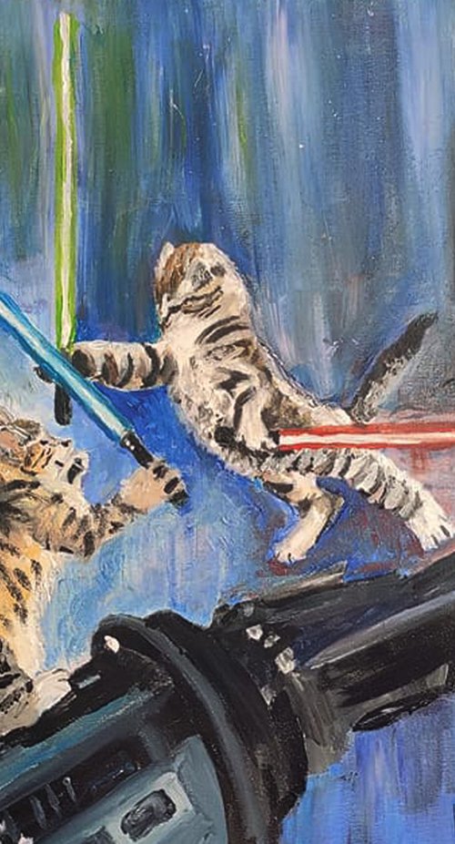 Star Paws- lightsaber cats by Indie Flynn-Mylchreest of MeriLine Art