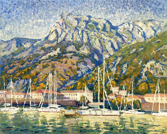 "Yachts at the pier"