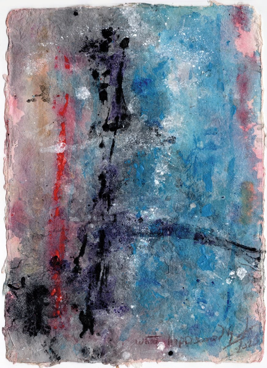 Abstract Acrylic Painting By Gordon T., 10 X 14, What Happened, Original Artwork