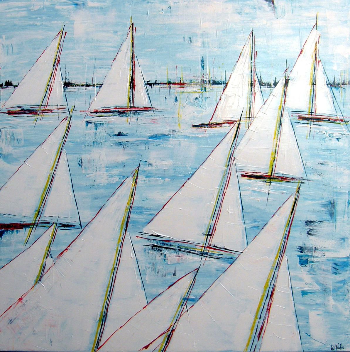 Solent Summer Sails 40x40 by Lil Nutter