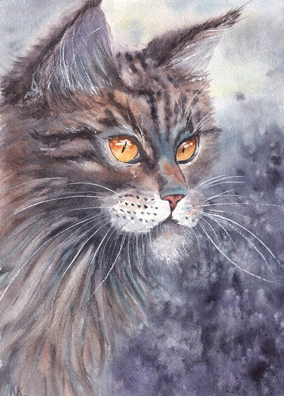 Standing Guard. Original Cat painting