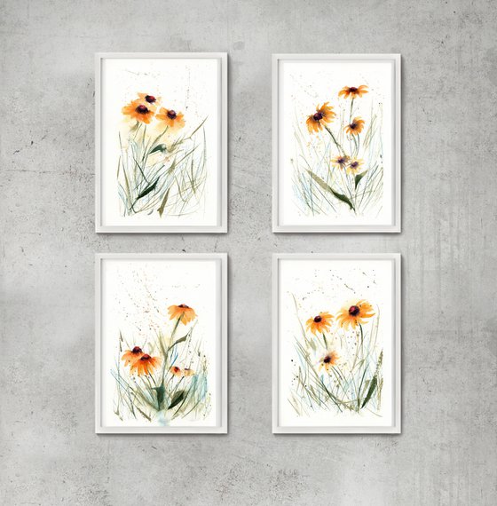 Set of 4 Black eyed susans Flower (6"x9")