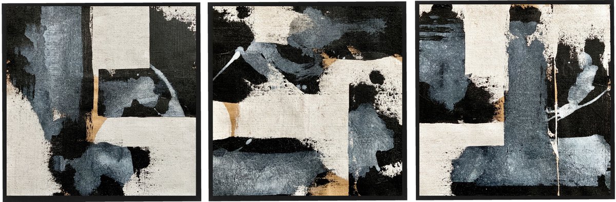 Abstract No. 2122 black & white -set of 3 - by Anita Kaufmann
