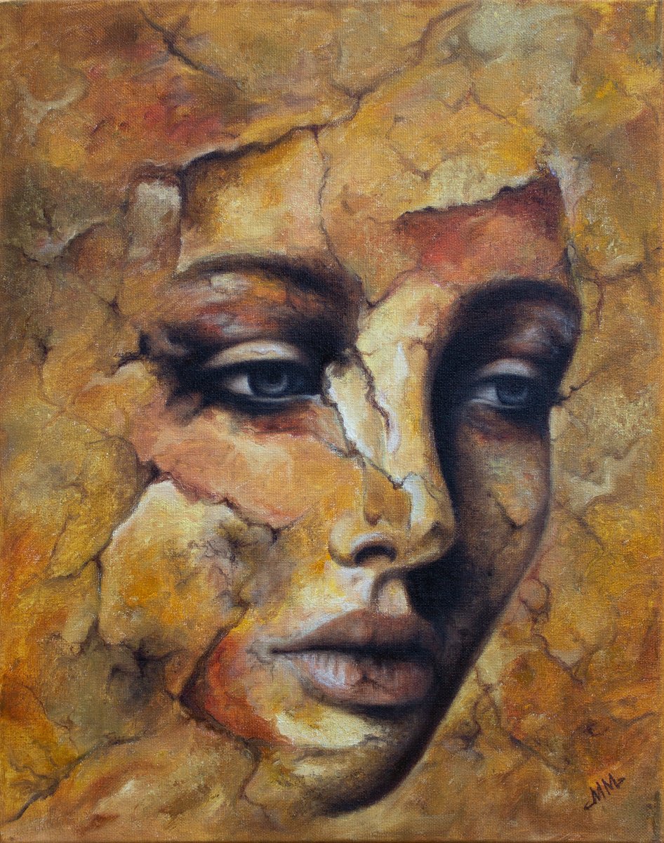 Expressive Portrait Oil Painting By Mila Moroko, 16 X 20", Old Fresco, Original Artwork