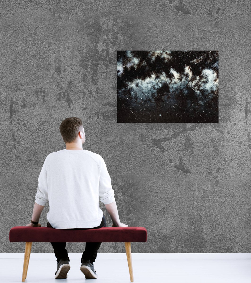 LIBERTY - XL sky, soft clouds, Milky way, astronomy, Giclee print on canvas by Rimma Savina
