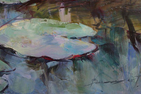 "Pond in Golden Light"