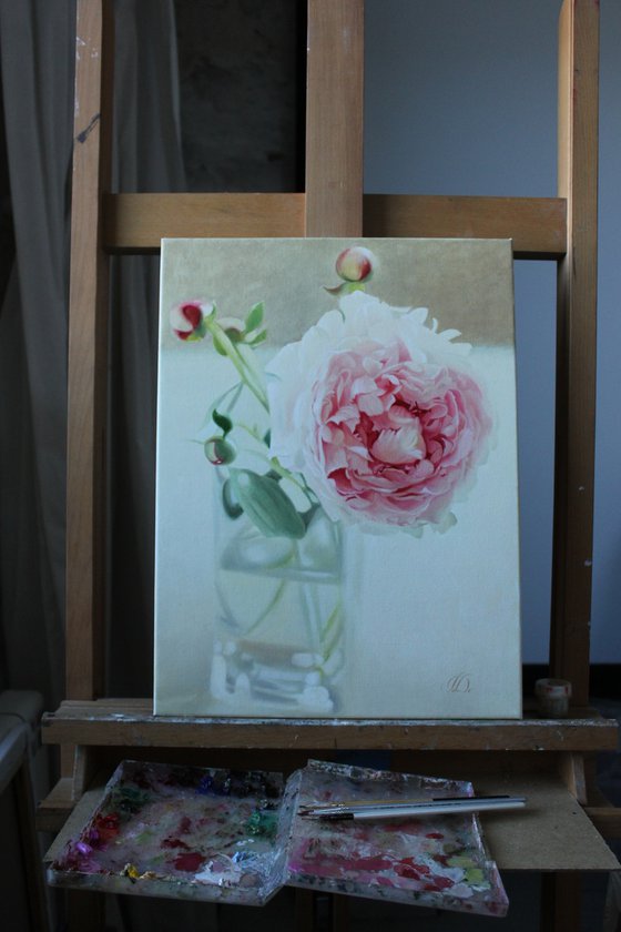 etude. peony in a glass