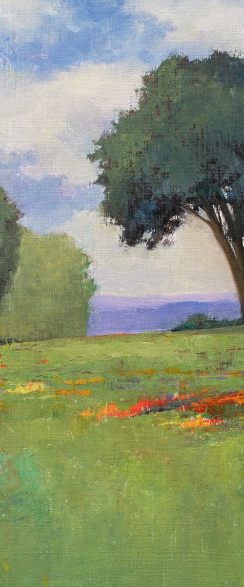 Spring Flowers 220420, flower field impressionist landscape oil painting by Don Bishop