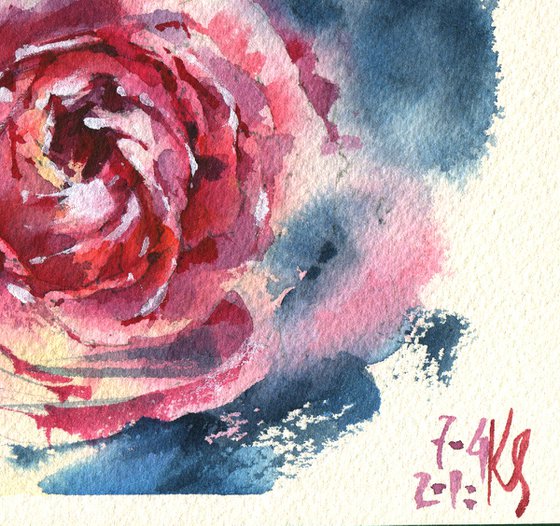 "Cosmic flower" original watercolor sketch small format