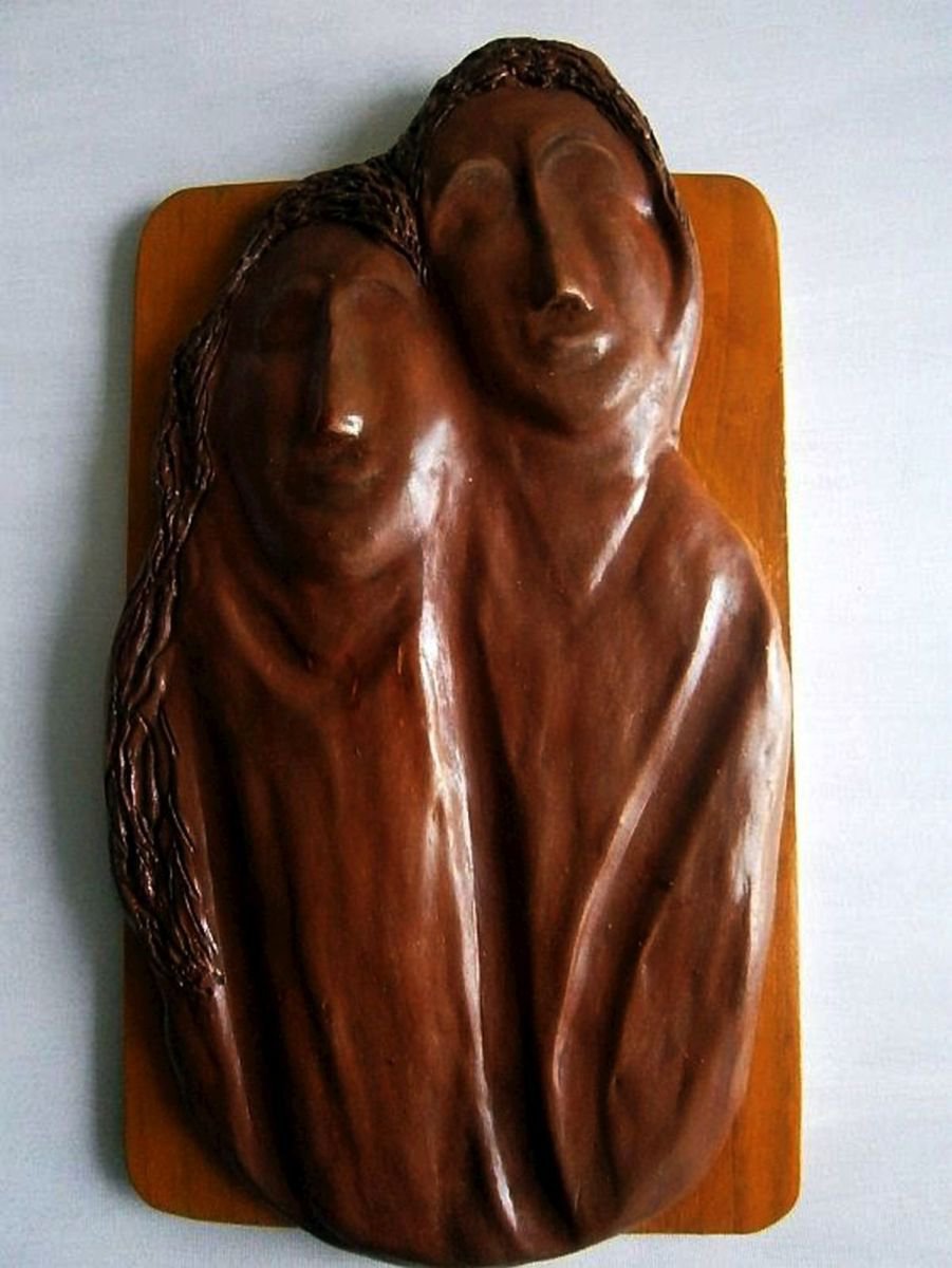 The two of us and time - ceramic relief .. by Emilia Urbanikova